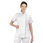 Bluza biała lamówka granatowa krótki rękaw roz.40 – bluza medyczna